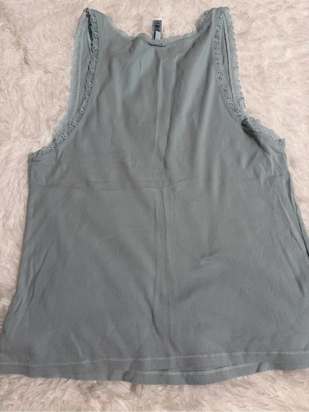 SKIMS 4X Matching Lace Pajama Set Pointelle Shorts Tank Top Light Blue Soft Cute